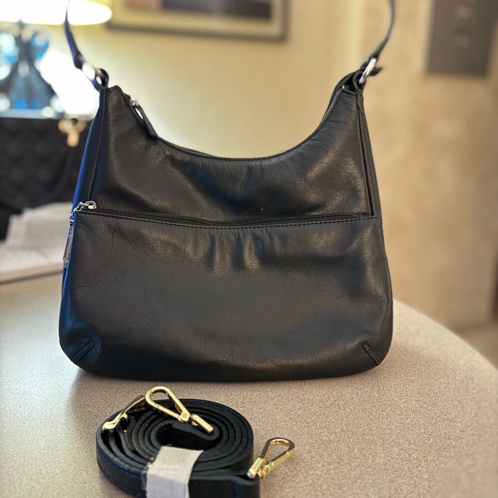 Giani Bernini black leather shoulder bag (#103) - Picture 5 of 5